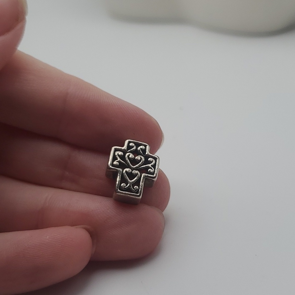 Sterling silver‎ mosaic cross charm pendant